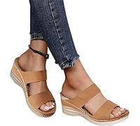 Platform Peep Toe Espadrille Womens Sandals Open Toe Wedge Sandals for Women Concise Casual Summer Breathable Walking Shoes Ankle Strap Summer Cute Sandals,Brown,US11/EU43