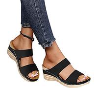 Platform Peep Toe Espadrille Womens Sandals Open Toe Wedge Sandals for Women Concise Casual Summer Breathable Walking Shoes Ankle Strap Summer Cute Sandals,Black,US4.5/EU35