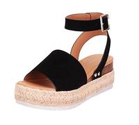 Platform Sandals Beige Women's Casual Open Rubber Sandals with Buckle to the Ankles for Women Road Bike Shoes Women's Mother's Day, black, 2/2.5 UK
