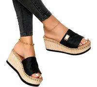 Platform Sandals For Women 2025,High Heels Open Toe Espadrilles Wedges Boho Casual Comfortable Slip On Slide Sandals For Women Summer Dressy Beach Vacation Shoes