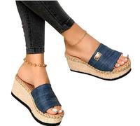 Platform Sandals For Women 2025,High Heels Open Toe Espadrilles Wedges Boho Casual Comfortable Slip On Slide Sandals For Women Summer Dressy Beach Vacation Shoes