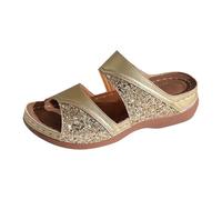 Platform Sandals For Women Slippers Sequins Wedge Sandals Fashion Double Strap Slippers Casual Vacation Sandal Comfort Fit Beach Sandal Arch Support Walking Shoes Wide Open Toe Shoes Elegant Shoe