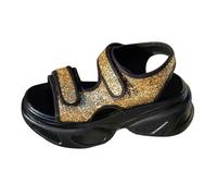 Platform Sandals For Women Sparkly Sequins Strap Sandals Comfort Outdoor Sports Sandal Wide Open Toe Sandal Flatform Waterproof Shoes Double Strap Walking Shoes Casual Beach Sandaletten