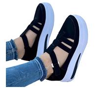 Platform Sandals for Women Suede Sandal Closed Toe Buckle Shoes Ankle Strap Adjustable Heeled Vintage Beach Espadrilles Ladies Summer Gladiator Sandal Low-Top Lightweight Breathable Loafers Shoes