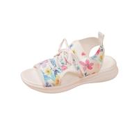 Platform Sandals for Women UK Floral Printed Mesh Orthopedic Sandals Lace Thick Sole Fish Moush Open Toe Flat Sandal Smart Casual Summer Beach Sandal Walking Shoes Comfortable Work Sandles