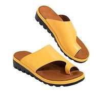 Platform Sandals Women Big Toe Correction Orthopedic Sandals Ladies Flat Clip Toe Flip Flops for Summer Beach Pool Vacation Size 34-43 EU,Yellow,39 EU