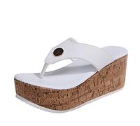 Platform Sandals Women Toe Separator Sandals Women with Wedge Heel Slippers Breathable Sandals Comfortable Slippers Beach Slider Fashion Toe Sandals Solid Sole Mules Flat Platform Sandals, White, 6 UK