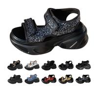 Platform Sandals Women's Black Sandals with Heel Elegant Toe Sandals Summer Beach Shoes Comfortable Summer Shoes Open Wedge Sandals Non-Slip Outdoor Sandals Orthopaedic Women's Shoes, Light Ash, 8 UK