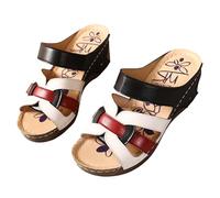 Platform Sandals Women's Contrast Color Orthopedic Sandals 2025,Womens Crisscross Strap Open Toe Summer Shoes,Comfortable Orthopedic with Arch Support for Women