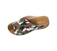 Platform Shoes Black Women's Slippers Foreign Trade Large Size Fish Mouth Wedge Heel One Strap Sandals Black Shoes Women's Trainers Cheap, Camouflage, 8.5 UK