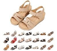 platform slides Ladies Sandals Wide Fit Cushion Walk Orthopedic Shoes Comfortable Open Toe Plantar Fasciitis Gladiator Summer Sandals Lightweight Arch Support White 4