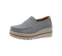 Platform Slip on Trainers Womens,Non Slip Extra Wide Fit Walking Shoes,Lightweight Slip on Fashion Trainers,Comfortable Low Top Tennis Shoes,Casual Round Toe Athletic Sneakers Grey