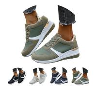 Platform Sneakers Womens - Tennis Sneakers Women Wide Fit Color Matching Shoes Lightweight Non-Slip Footwear Comfortable Breathable Trainers Fashion Running Shoes Casual Lace-Up Footwear