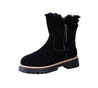 Platform Snow Boots with Side Zip, Soft Inner Lining for Frosty Days, Winter Boots, Women's Lined Tee, Western Ankle Boots for Women, Women's Boots, Winter Warm, black, 6 UK