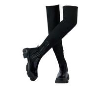Platform Tight High Boots for Women Casual Solid Color Non Slip Outdoor Stylish Comfortable Winter Fall Booties Round-Toe Side Zip Over The Knee Thigh Low Chunky Heel Boots