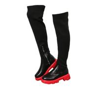 Platform Tight High Boots for Women Casual Solid Color Non Slip Outdoor Stylish Comfortable Winter Fall Booties Round-Toe Side Zip Over The Knee Thigh Low Chunky Heel Boots