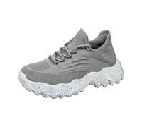 Platform Trainers Women's White Orthopaedic Shoes Women's Summer Trainers with Air Cushion Slip On Sports Shoes Breathable Mesh Walking Shoes Comfortable Outdoor Leisure Shoes Non-Slip Slippers, gray