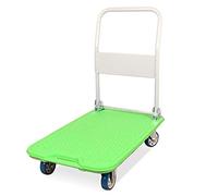 Platform Truck Folding Cart with Metal Handle, Heavy Duty Plastic Deck, Silent Wheels Trolley for Indoor/Outdoor Transport, Portable Foldable Push Truck