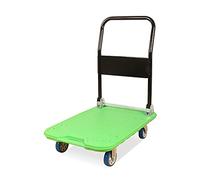 Platform Truck Rolling Hand Push Cart With 4 Wheels Metal Handle Plastic Deck High Capacity Flatbed Trolley For Luggage(White handle with sponge)