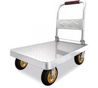 Platform Trucks,360 Degree Swivel Wheels Flatbed Trolley, Foldable Push Hand Cart For Loading And Storage Garage Warehouse Moving Truck(Size:90x60cm)