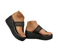 Platform Wedge Flip Flops for Women's T-Strap Hollow Out Openwork Thong Style Slip-On Sandals Non- Slip Wedge Summer High Heel Slippers Sandals For Women