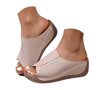 Platform Wedge Sandals for Women Dressy Summer Womens Cork Wedges Heels Slip on Platform Espadrilles Slides Fashion Orthopedic Sandals Comfortable Open Toe Casual Beach Shoes Dressy Shoes