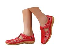 Platform Wedge Sandals For Women Orthopedic Retro Leather Roman Shoes with Arch Support Soft Thick Sole Hollow Out Breathable Closed Toe Casual Sandals Soft Wide Fit Shoes