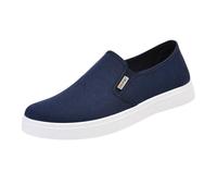 Platform Wedge Sneakers for Women Casual Chunky Bottom Slip-On Walking Loafers Fashion High Heels Side Zipper Canvas Shoes (Blue, 6.5)