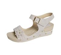 Platform Wedges for Women Open Toe Wedge Sandals Women's Hiking Sandal Sport Sandal Comfortable Walking Sandals Cushion Sport Slingback Elastic Beach Black for Flat Womens (Grey,4)