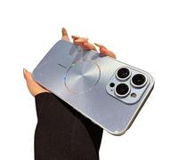 Plating CD Aurora Glitter Bling Sparkle Full Camera Lens Protection Magnetic Case for iPhone, Compatible with MagSafe Wireless Charging (Blue,iPhone 12)