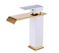 Plating Faucet High Gold Waterfall Sink Water-tap Mixing Faucets Bathroom Taps Single Handle Single Hole Brass Bathroom Faucet Send Hose Vessel Faucet (Black H29CM)