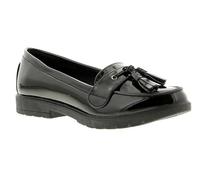 Platino Kennedy Womens Flat Shoes Black Patent 4 UK