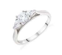 Platinum 0.40ct Diamond & 0.22ct Diamond Round and Pear Cut Trilogy Ring FEU-3112