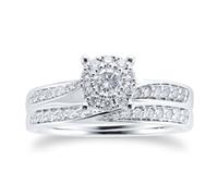Platinum 0.50ct Diamond Multi Stone Bridal Set - Ring Size M