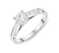 Platinum 0.50ct Diamond Princess Cut Shoulder Solitaire Ring - M FEU-628