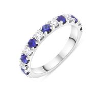 Platinum 0.58ct Sapphire 0.39ct Diamond Castle Set Eternity Ring - J FEU-3014/J