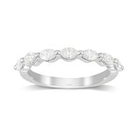 Platinum 0.66cttw Marquise Cut Shared Claw Set Half Eternity - Ring Size J