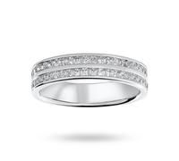 Platinum 0.75 Carat Princess Cut 2 Row Half Eternity Ring - Ring Size J