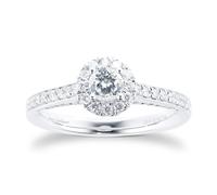 Platinum 0.75cttw Brilliant Cut Halo Diamond Ring - Ring Size O