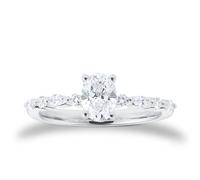 Platinum 0.90cttw Diamond Set Shoulder and Oval Cut Solitaire Engagement Ring - Ring Size J
