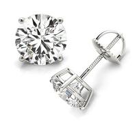 Platinum 1.00ct Lab Grown Diamond Stud Earrings for Women - D VVS, IGI Certified Solitaire with Secure Screw Backs
