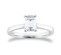 Platinum 1.00cttw Emerald Cut Solitaire Diamond Engagement Ring - Ring Size K