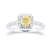Platinum 1.29cttw Cushion Cut Yellow Diamond Ring - Ring Size M