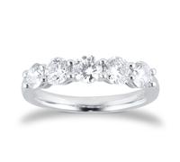 Platinum 1.50cttw Brilliant Cut 5 Stone Eternity Ring - Ring Size Q