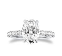 Platinum 1.70cttw Oval Lab Grown Diamond Set Shoulder Solitaire Engagement Ring - Ring Size Q