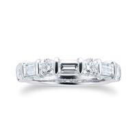 Platinum 1.77cttw Baguette & Brilliant Cut Eternity Ring - Ring Size N