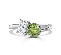 Platinum 1.8ct White & Green Laboratory Grown Diamond 'Toi et Moi' Ring - R BNNC-083/R