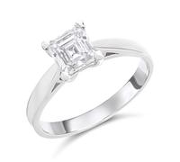Platinum 1 Carat Asscher Cut Diamond Solitaire Engagement Ring - M/VVS1 - H10815