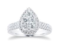 Platinum 1ct Diamond Pear Cluster Ring with Diamond Shoulders - Ring Size L