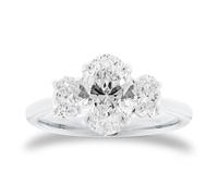 Platinum 2.00cttw Oval Cut Lab Grown Diamond Three Stone Engagement Ring - Ring Size P